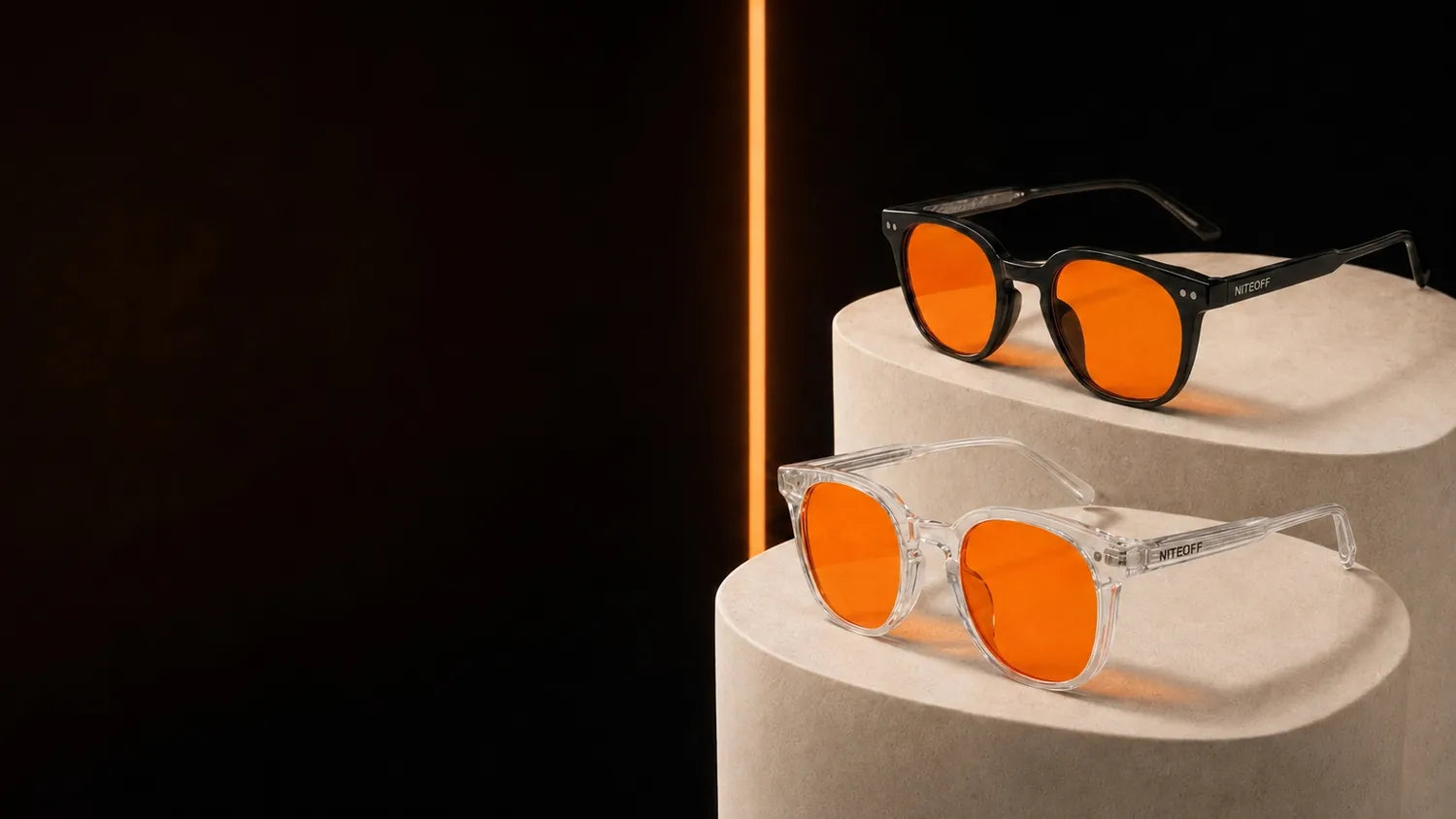 Gafas NITEOFF Black y Crystal con lentes ámbar